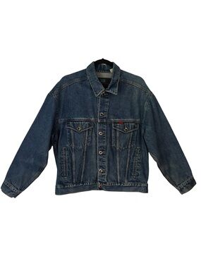 Vintage Oversized Denim Jacket Blue Mid-Wash